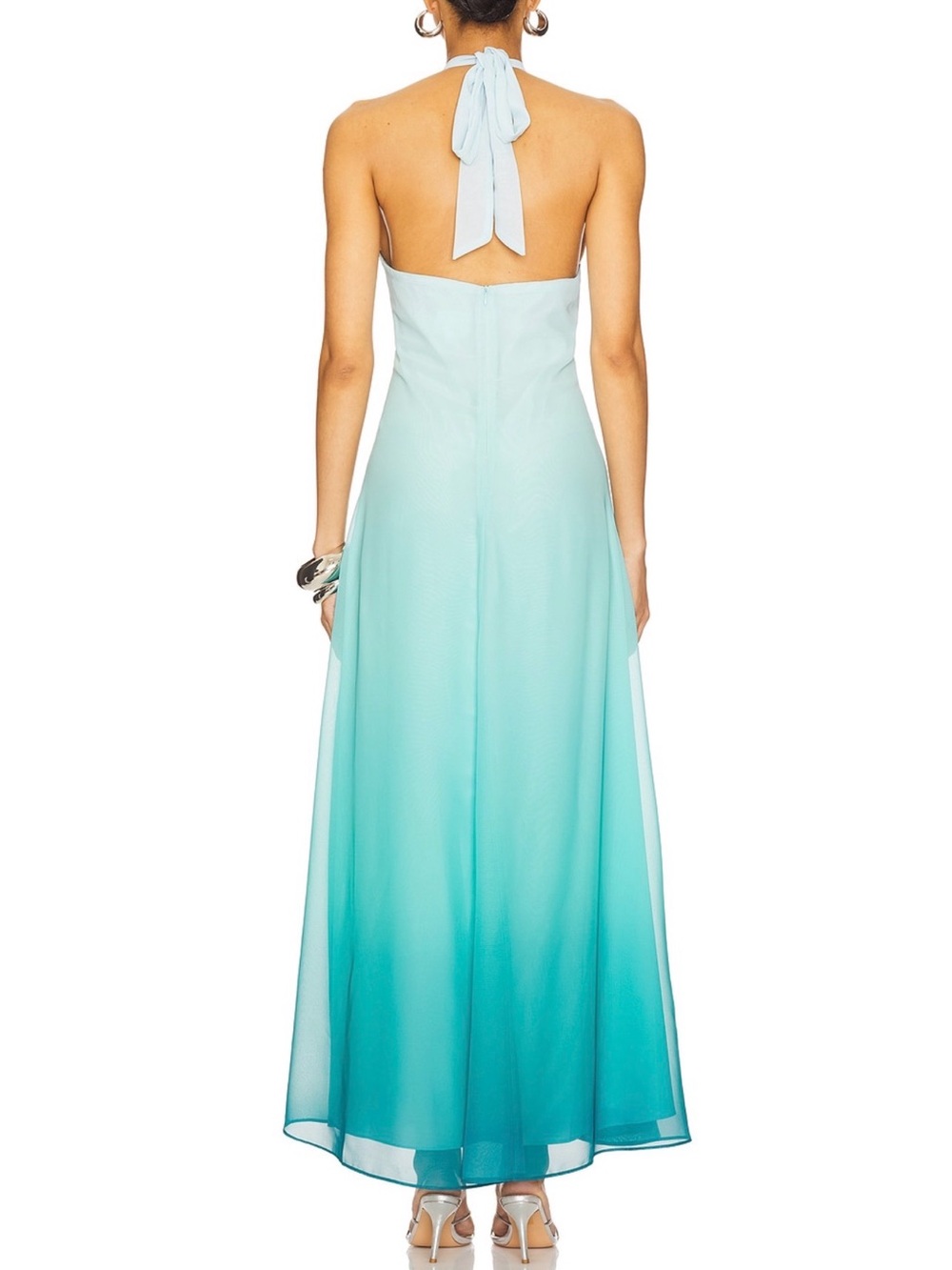 Line & Dot Aqua Ombre Halter Maxi Dress - Picture 3 of 5